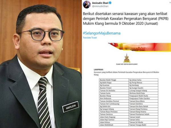 MB Selangor umum 36 kawasan terlibat PKPB di Klang
