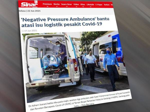 Ambulans tekanan negatif tidak akan bantu tangani Covid-19