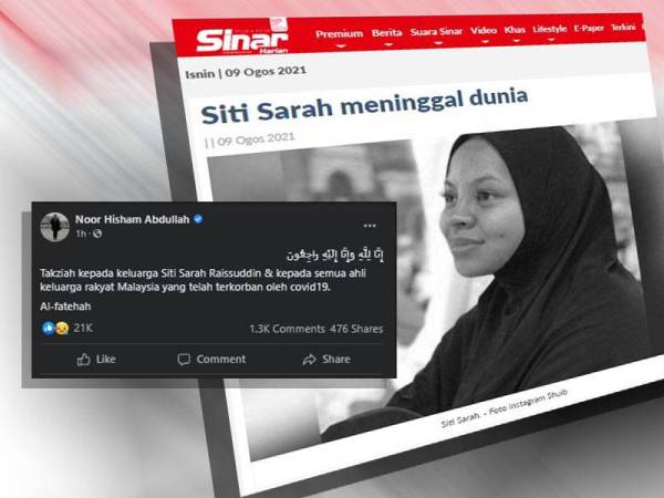 Dr Noor Hisham zahir ucapan takziah pemergian Siti Sarah