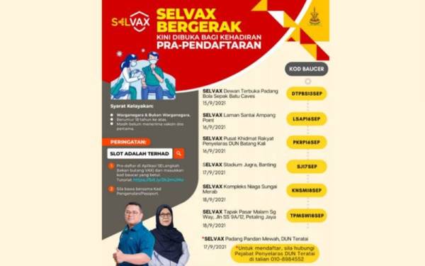 Prapendaftaran Program SelVax bergerak dibuka